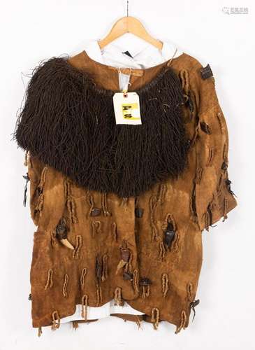 (lot of 2) African hunter's jacket and a string fringe colla...