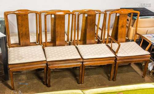 (lot of 8) Suite of Henredon Asian Horseshoe dining chairs