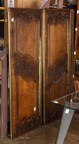 Pair of Louis XV style 19th cenutry oak armoire doors