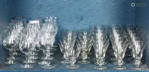 (lot of 45) Group of glass optic and Seneca glass stemware