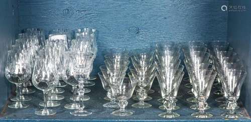 (lot of 45) Group of glass optic and Seneca glass stemware