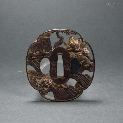 Japanese gilt metal tsuba