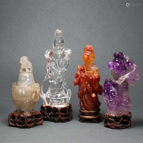 Four Chinese hardstone carvings