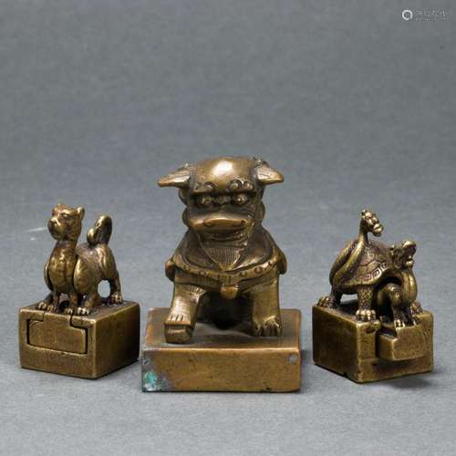 Three Chinese bronze seals