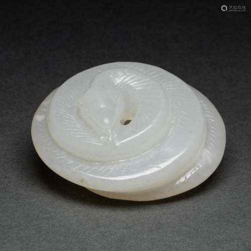 Chinese white jade 'snake' toggle