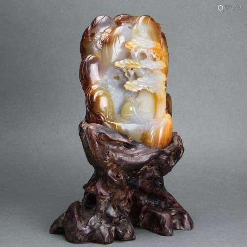 Chinese agate boulder carving