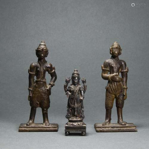 Three South Asian metal Hindu figures