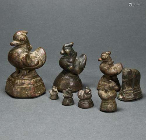 Set of Shan bronze opium weights