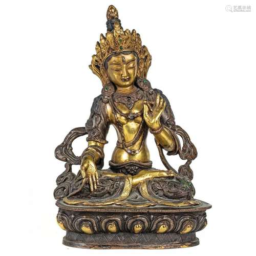 Sino-Tibetan gilt bronze figure of White Tara