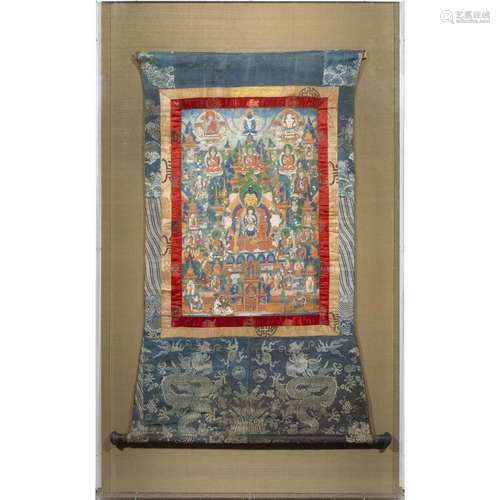 Tibetan thangka of the Medicine Buddha