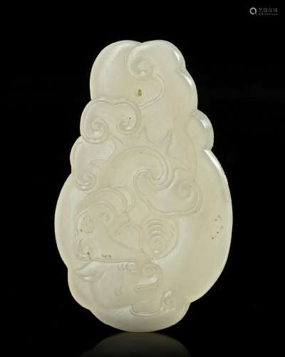 A CHINESE WHITE JADE CARVED PENDANT, QING DYNASTY (1644–1911...