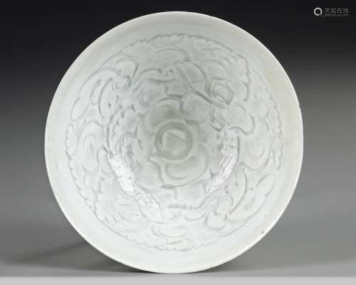 A FINELY CARVED QINGBAI 'BOYS' CONICAL BOWL, SONG DYNASTY (9...