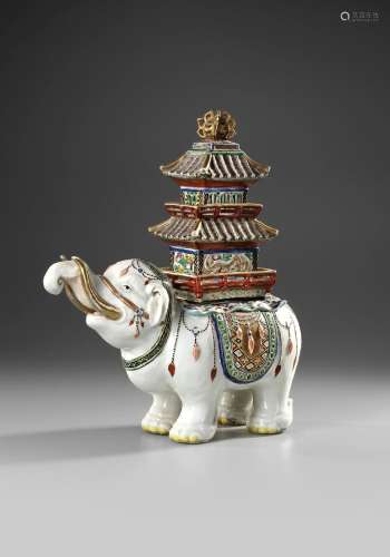 A JAPANESE PORCELAIN MODEL OF AN ELEPHANT, MEIJI PERIOD (186...