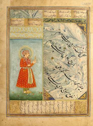 AN ALBUM PAGE MINIATURE OF THE EMPEROR JAHANGIR, DECCAN, CIR...