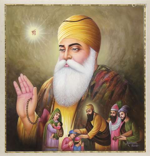 GURU NANAK (1469-1539) BY THE ARTIST MOHINDER SINGH, INDIA, ...