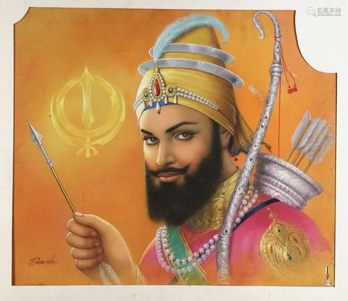 GURU GOBIND SINGH (1675 -1708) HOLDING AN ARROW AND A BOW,  ...