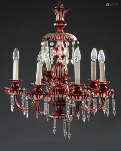 A BOHEMIAN SEVEN ARMED CHANDELIER MADE FOR THE MIDDLE EAST A...