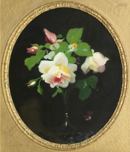 【*】James Stuart Park (British, 1862-1933) Pink and white ros...