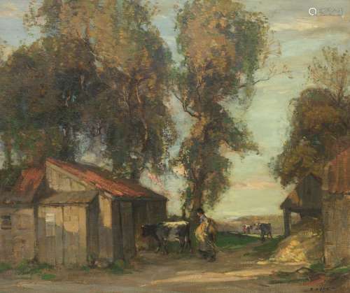 【*】Robert Hope RSA (British, 1869-1936) A farmyard