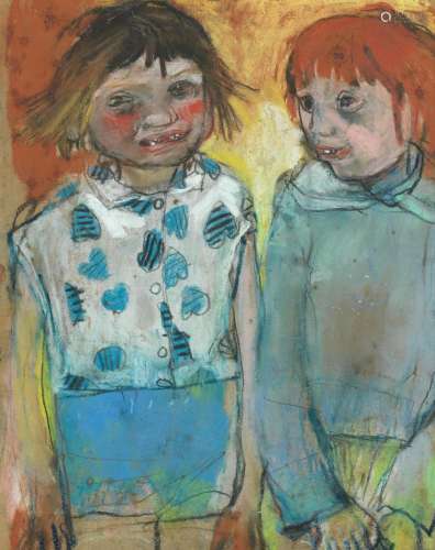 【AR】Joan Eardley RSA (British, 1921-1963) Two Girls  (Studio...