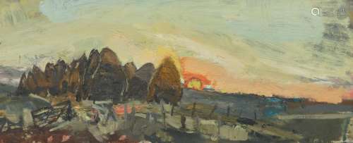 【AR】Joan Eardley RSA (British, 1921-1963) Haystacks and Sun ...