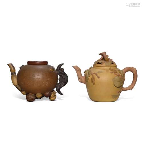 Two Yixing teapots and covers, Qing dynasty, 18th / 19th cen...