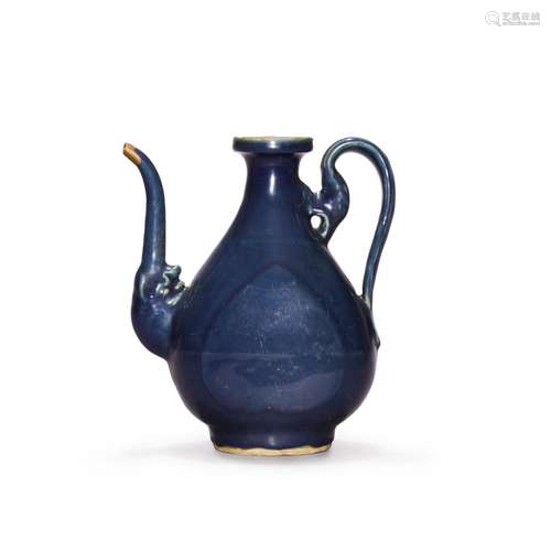 A blue-glazed ewer, Ming dynasty, 16th century