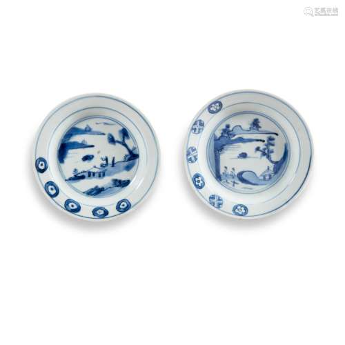 Two blue and white dishes, Marks and period of Tianqi