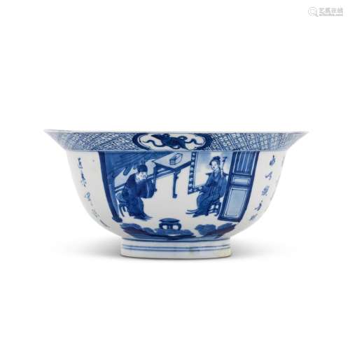 A blue and white bowl, Mark and period of Kangxi