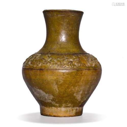 A brown-glazed pottery jar, Western Han dynasty