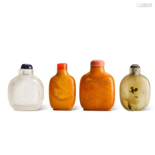 A group of four snuff bottles, Qing dynasty, 19th century