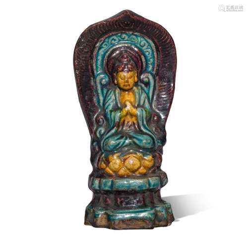 A Fahua-glazed figure of a Buddha, Ming dynasty, 16th centur...