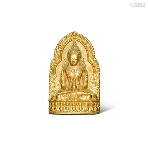 A gilt-lacquered terracotta votive plaque (Tsa Tsa), 20th ce...