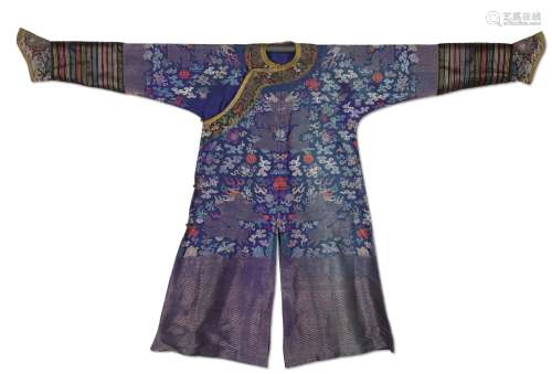 A blue-ground brocade ‘dragon' robe, Late Qing dynasty