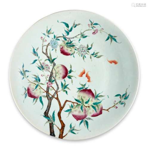 A large famille-rose 'peach' dish, Qing dynasty, 19th centur...