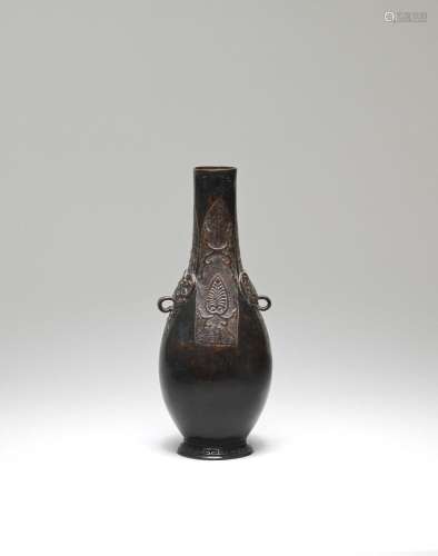 A BRONZE ARCHAISTIC PEAR-SHAPED VASE  Yuan/early Ming Dynast...