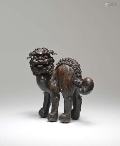 A BRONZE 'BUDDHIST LION' INCENSE BURNER AND COVER   17th cen...