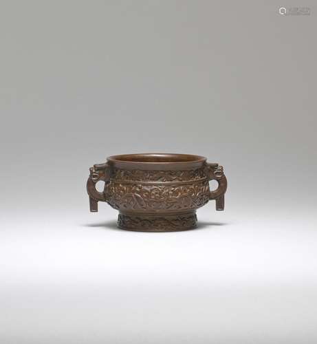 A BRONZE INCENSE BURNER, GUI  Hu Wenming seal mark, late Min...