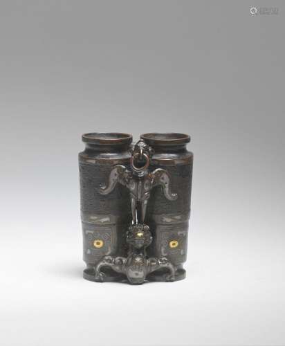 A RARE GOLD AND SILVER-INLAID BRONZE 'CHAMPION' VASE   Song/...