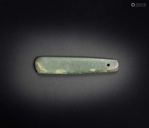 AN ARCHAIC JADE CEREMONIAL AXE, YUE Neolithic Period, 3rd mi...