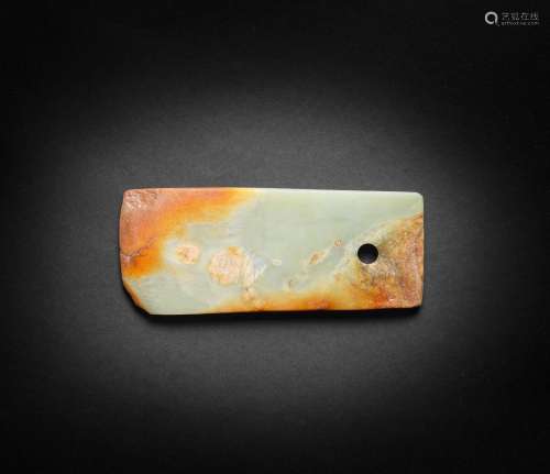 A YELLOW JADE CEREMONIAL BLADE, YUE Neolithic Period, 3rd mi...