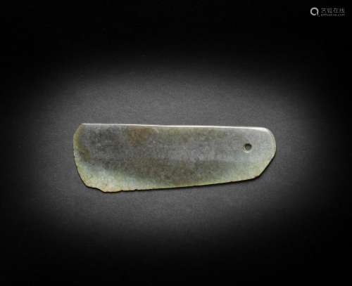 AN ARCHAIC JADE CEREMONIAL BLADE, YUE Neolithic Period/Shang...