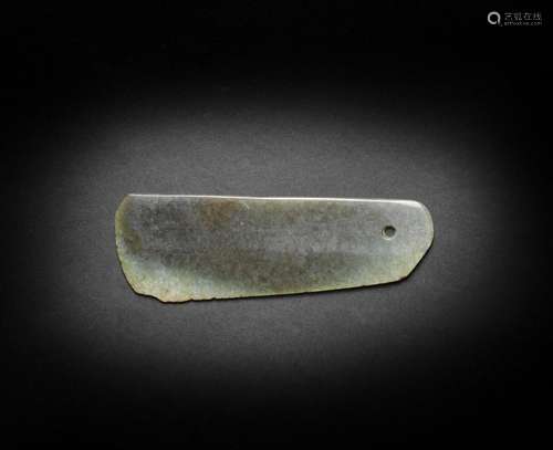 AN ARCHAIC JADE CEREMONIAL BLADE, YUE Neolithic Period/Shang...