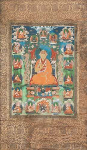 【*】A THANGKA OF THE FIRST PANCHEN LAMA Tibet, 18th century