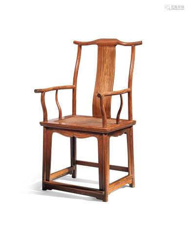 【TP】A RARE HUANGHUALI YOKEBACK 'OFFICIAL'S HAT' ARMCHAIR, SI...