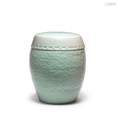 A LONGQUAN CELADON-GLAZED BARREL-SHAPED GARDEN SEAT, ZUODUN ...