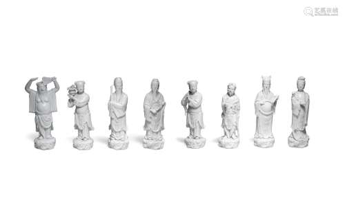 【*】A BLANC-DE-CHINE SET OF THE EIGHT DAOIST IMMORTALS  Late ...