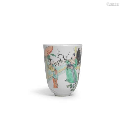 A TALL FAMILLE VERTE WINE CUP Kangxi