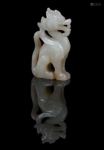 A small Chinese pale celadon jade carving of \'Dragon\'