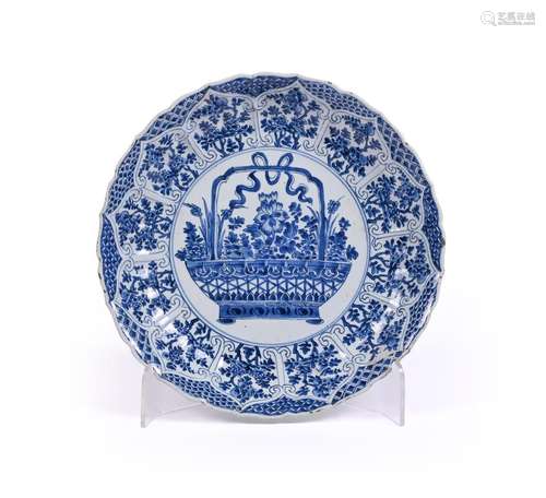 A large Chinese blue and white lobed dish